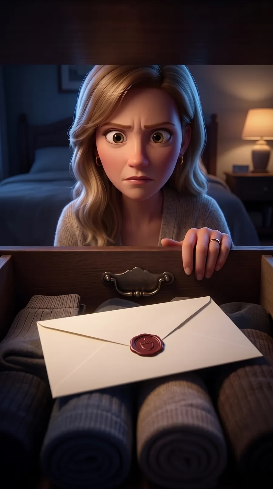 A sealed envelope hidden in a sock drawer